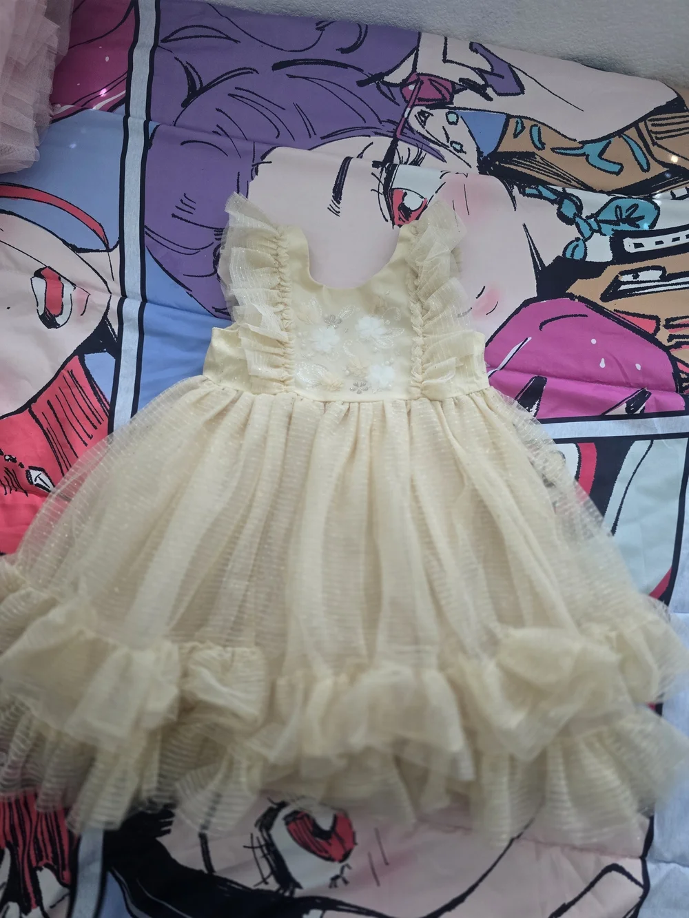 Rachel Zoe Cream Tulle Ruffle Party Dress for Girls